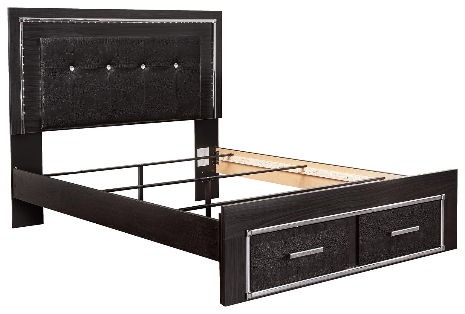 Kaydell Black Queen Panel Bed With Storage - Ella Furniture