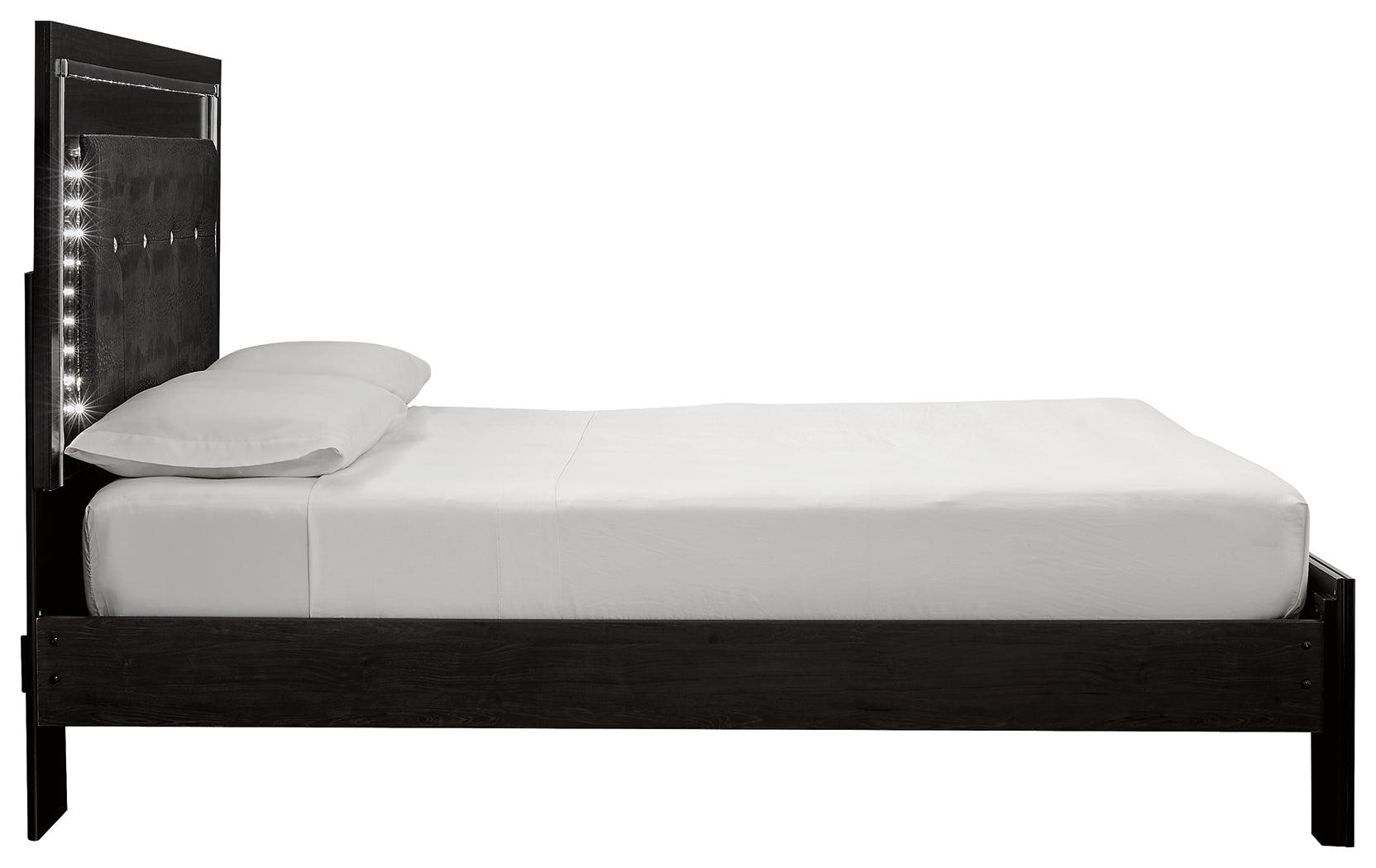 Kaydell Black Queen Upholstered Panel Bed With Storage - Ella Furniture