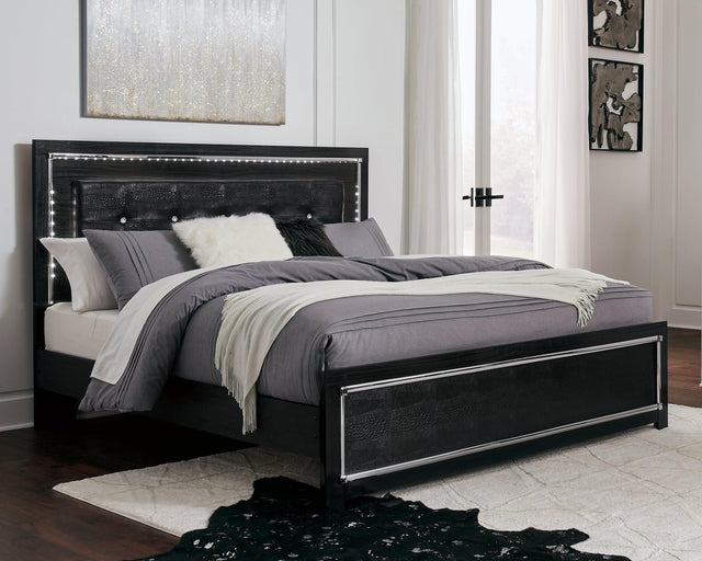 Kaydell Black King Upholstered Panel Bed - Ella Furniture