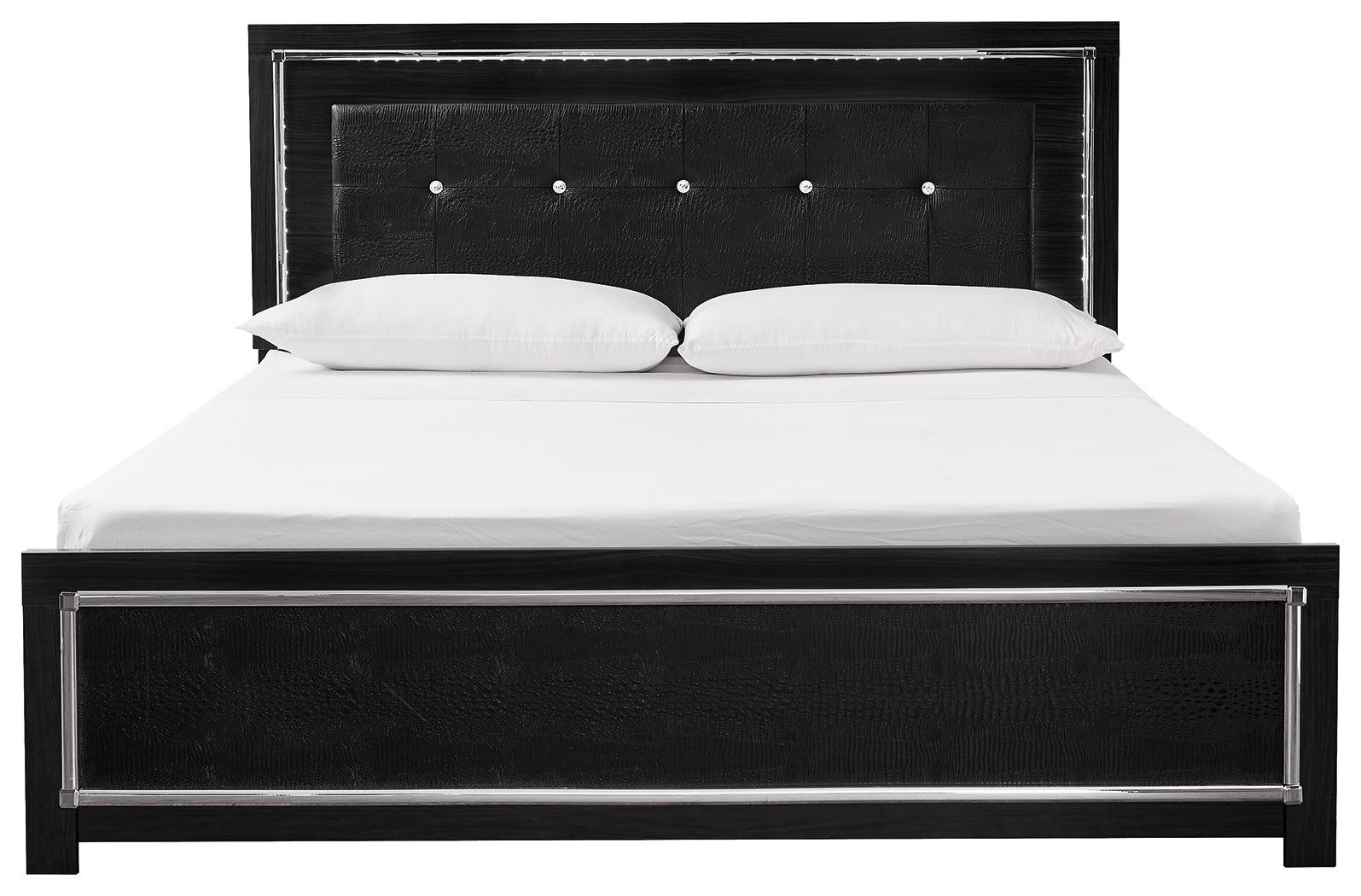 Kaydell Black King Upholstered Panel Bed - Ella Furniture