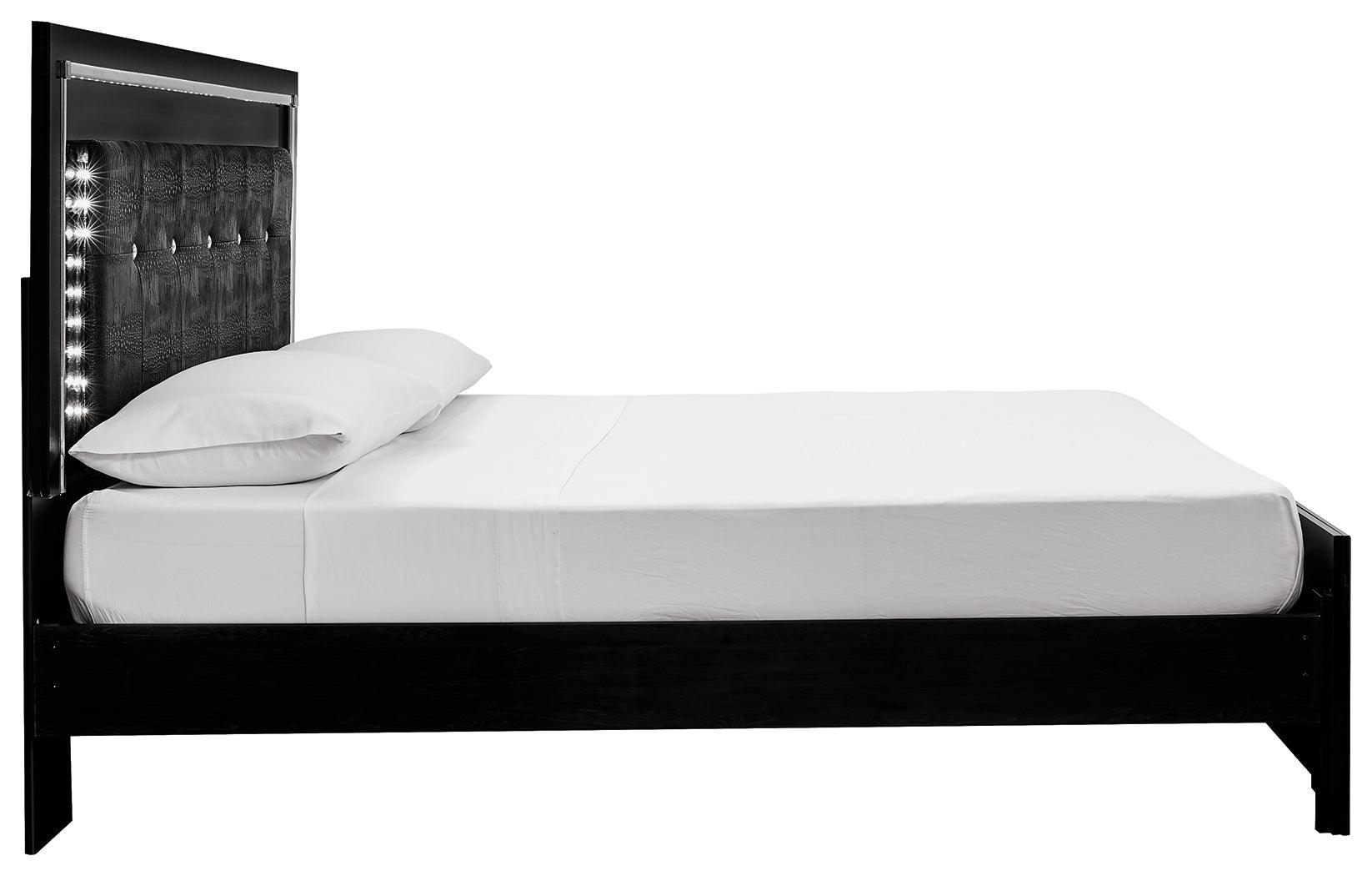 Kaydell Black King Upholstered Panel Bed - Ella Furniture