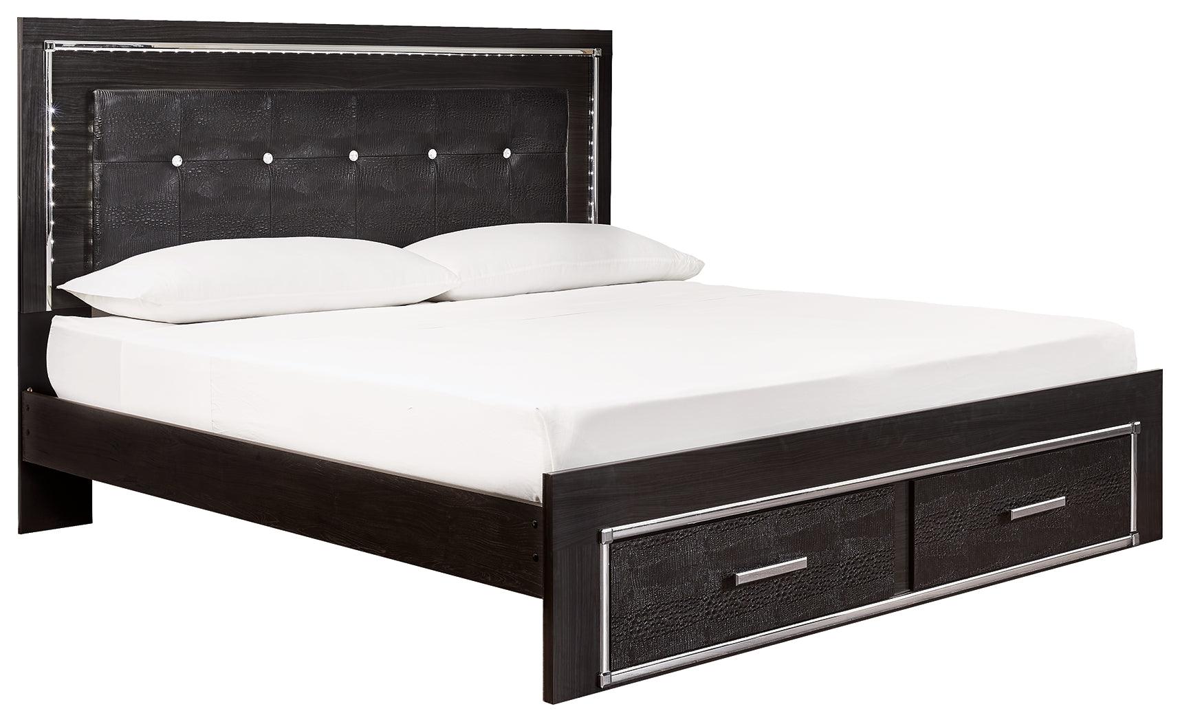 Kaydell Black King Panel Bed With Storage - Ella Furniture