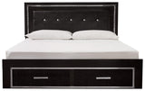 Kaydell Black King Panel Bed With Storage - Ella Furniture