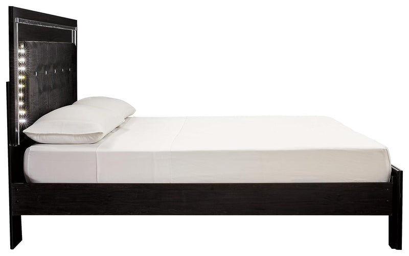 Kaydell Black King Upholstered Panel Bed With Storage - Ella Furniture