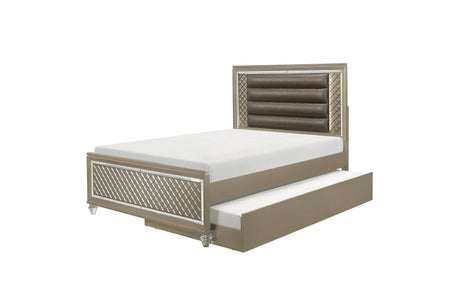 Loudon Champagne Finish Modern Classic Sturdy Pine Wood Youth Louden Platform Bedroom Set - Ella Furniture