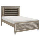 Loudon Champagne Metallic Wood, Engineered Wood Faux Leather Upholstered Youth Full Platform Bed - Ella Furniture