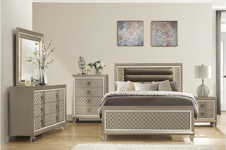 Loudon Champagne Finish Modern Classic Sturdy Pine Wood Youth Louden Platform Bedroom Set - Ella Furniture
