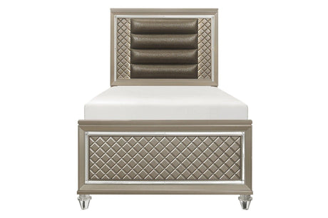 Loudon Champagne Finish Modern Classic Sturdy Pine Wood Youth Louden Platform Bedroom Set - Ella Furniture