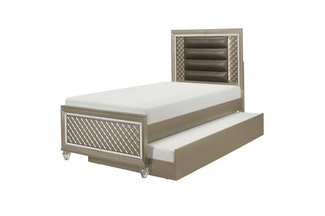 Loudon Champagne Finish Modern Classic Sturdy Pine Wood Youth Louden Platform Bedroom Set - Ella Furniture