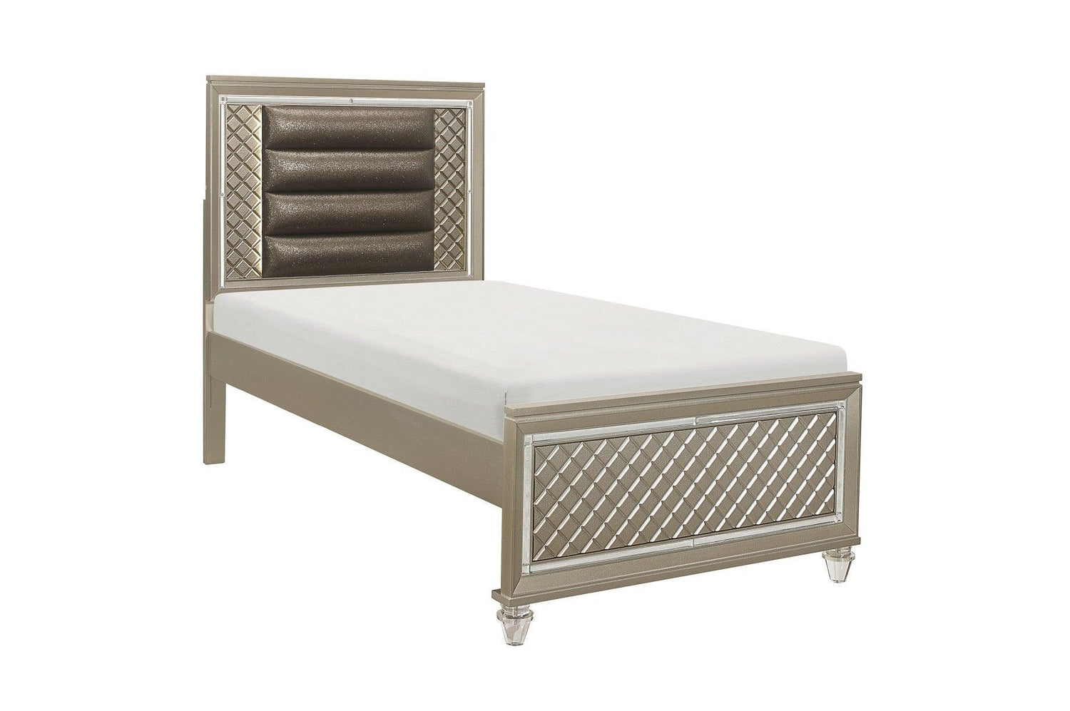 Loudon Champagne Finish Modern Classic Sturdy Pine Wood Youth Louden Platform Bedroom Set - Ella Furniture
