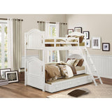 Clementine White Modern Wood And Engineered Wood Twin/twin Bunk Bed With Twin Trundle - Ella Furniture