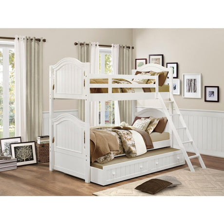 Clementine White Modern Wood And Engineered Wood Twin/twin Bunk Bed With Twin Trundle - Ella Furniture