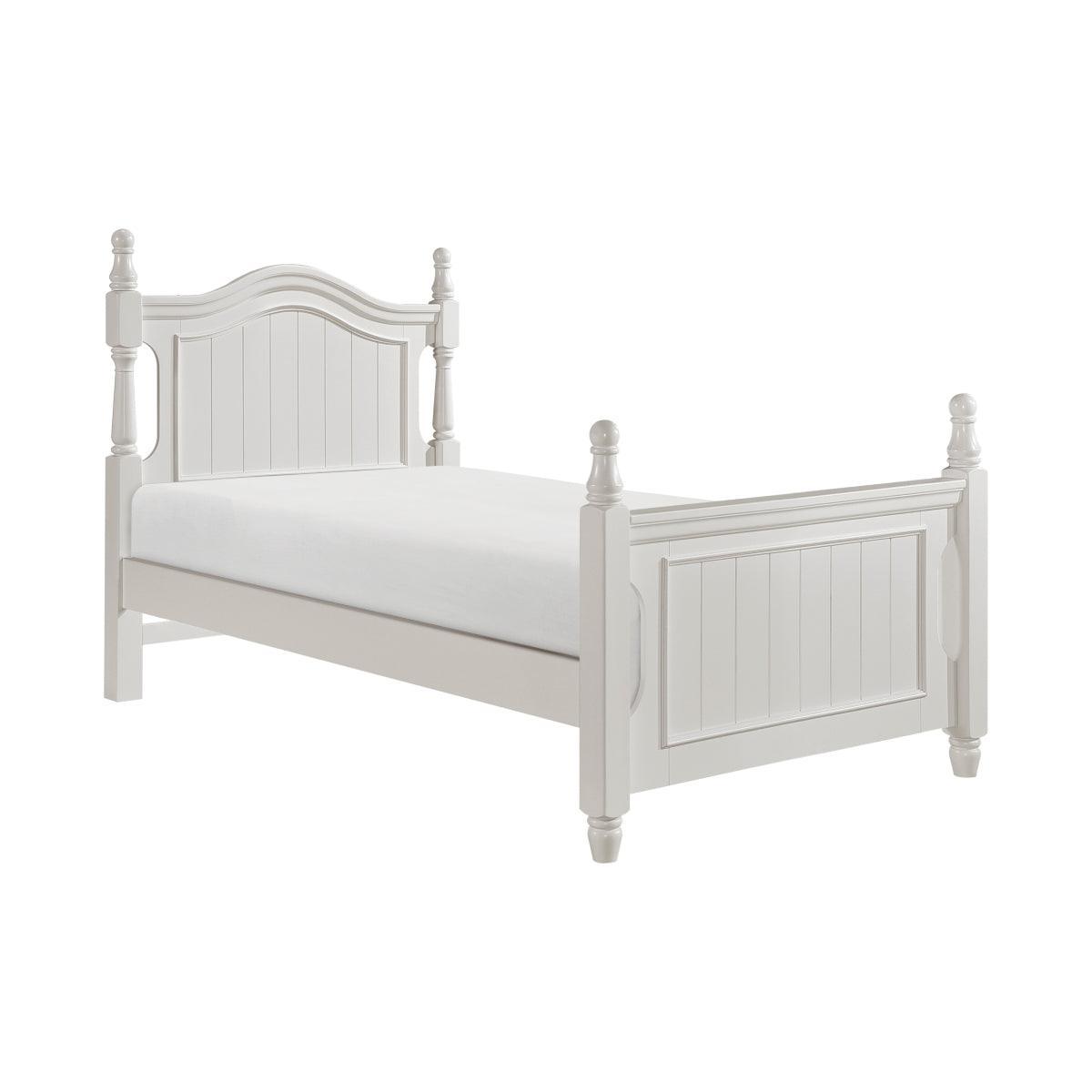 Clementine White Classic Wood And Engineered Wood Youth Twin Poster Bed - Ella Furniture