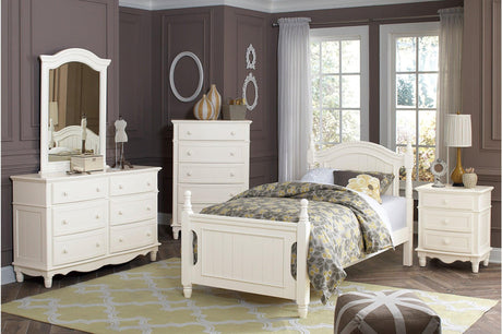 Clementine White Contemporary Traditional Solid Wood Trundle Storage Youth Platform Bedroom Set - Ella Furniture