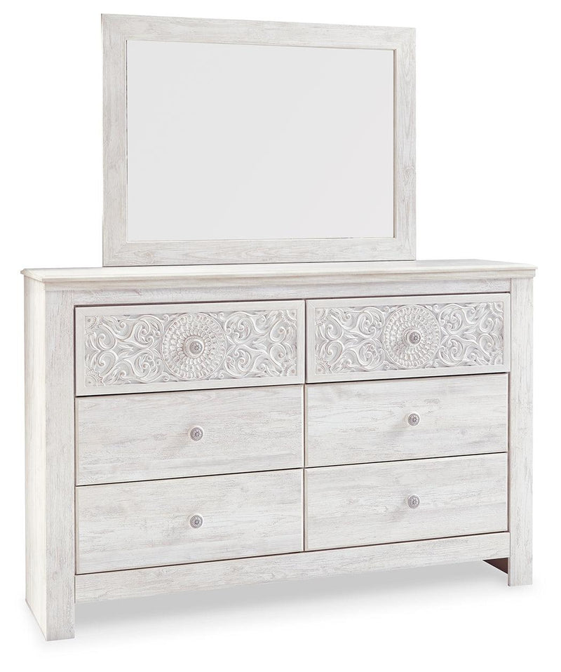 Paxberry Whitewash Dresser And Mirror - Ella Furniture