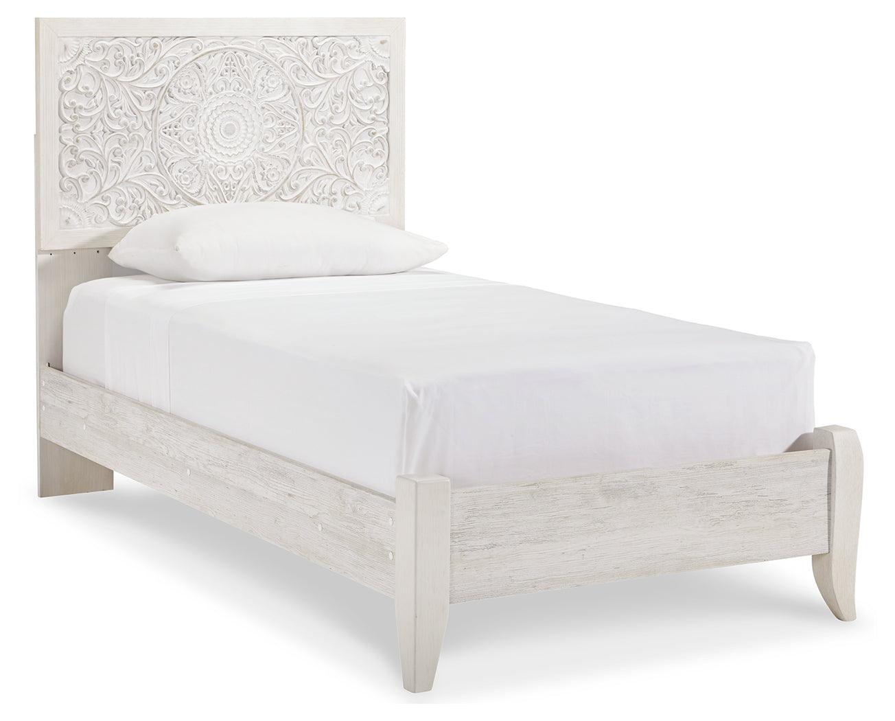 Paxberry Whitewash Twin Panel Bed - Ella Furniture