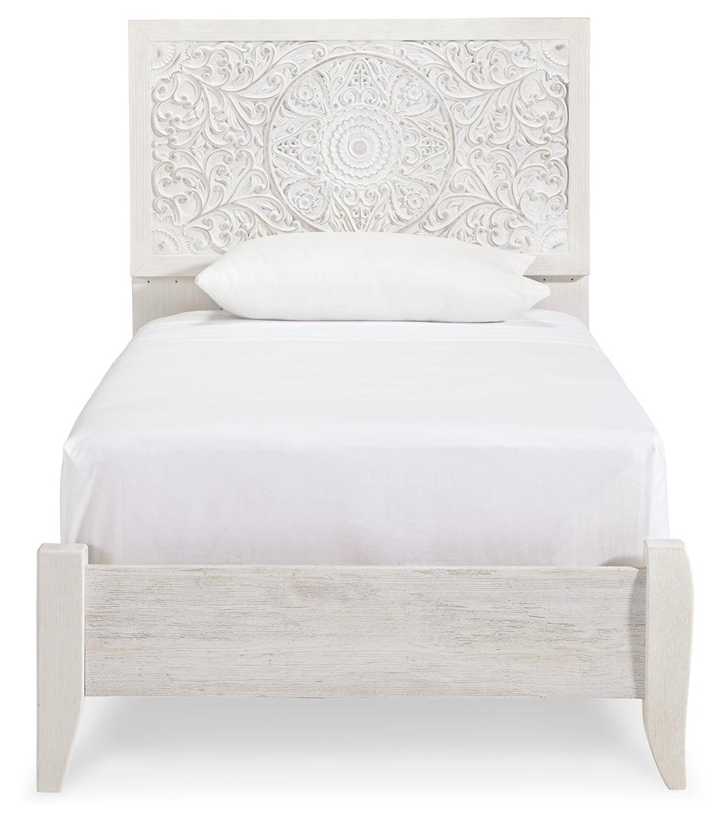 Paxberry Whitewash Twin Panel Bed - Ella Furniture