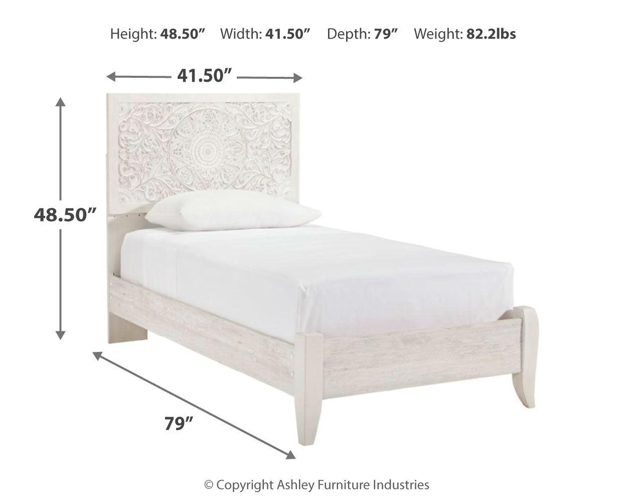 Paxberry Whitewash Twin Panel Bed - Ella Furniture