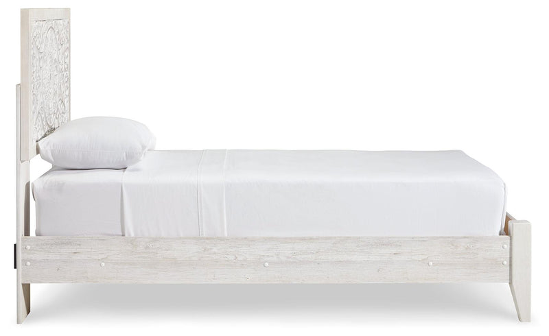 Paxberry Whitewash Twin Panel Bed - Ella Furniture