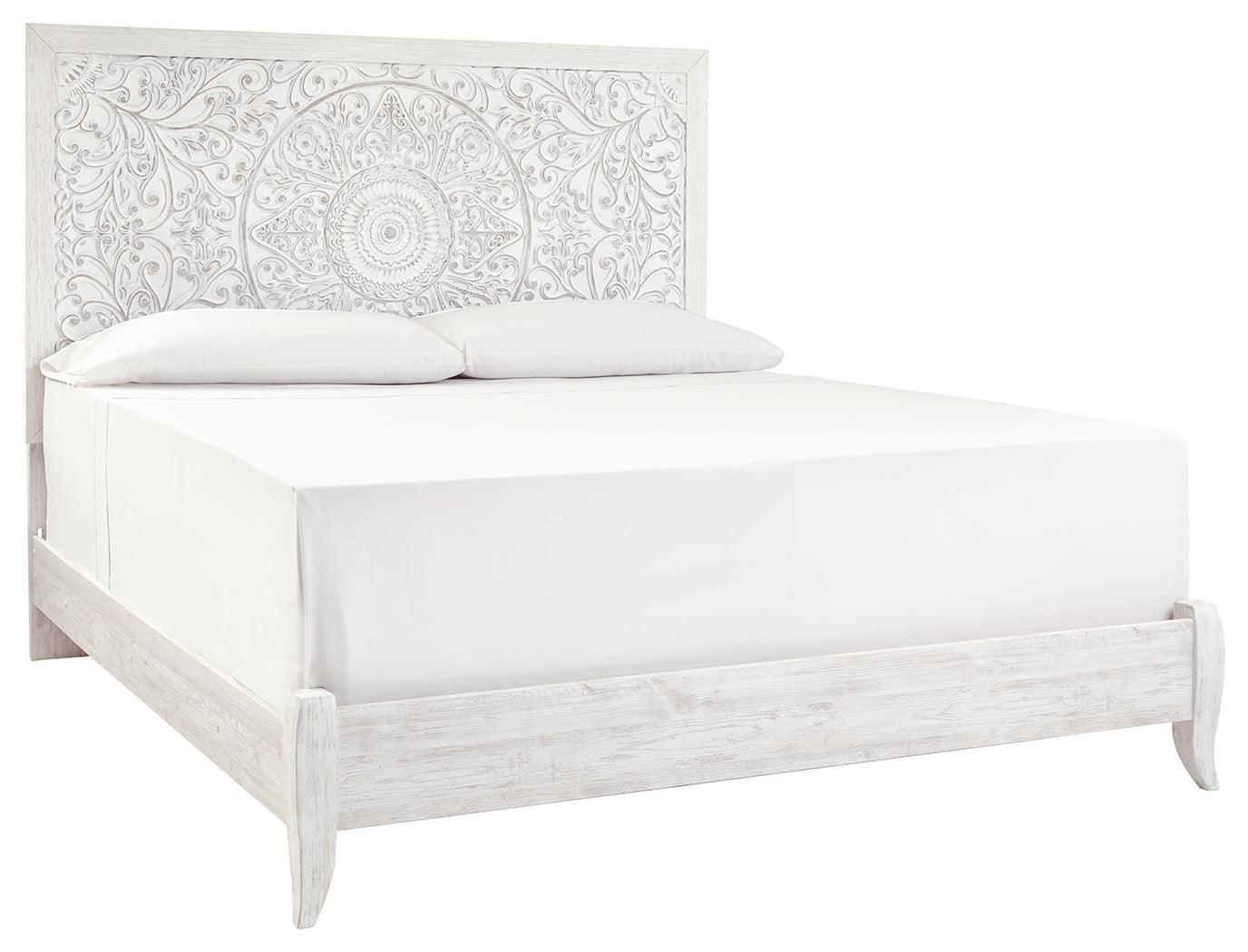 Paxberry Whitewash King Panel Bed - Ella Furniture