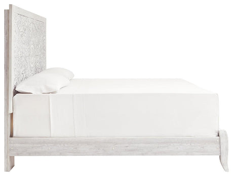 Paxberry Whitewash King Panel Bed - Ella Furniture