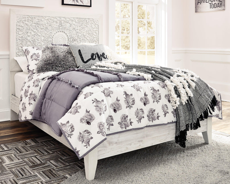 Paxberry Whitewash Full Panel Bed - Ella Furniture