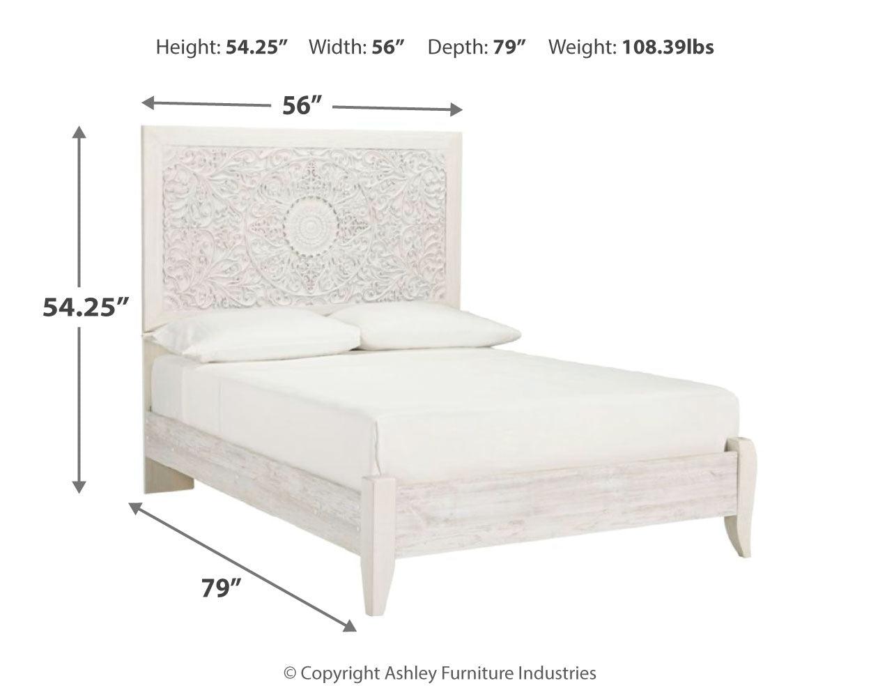 Paxberry Whitewash Full Panel Bed - Ella Furniture