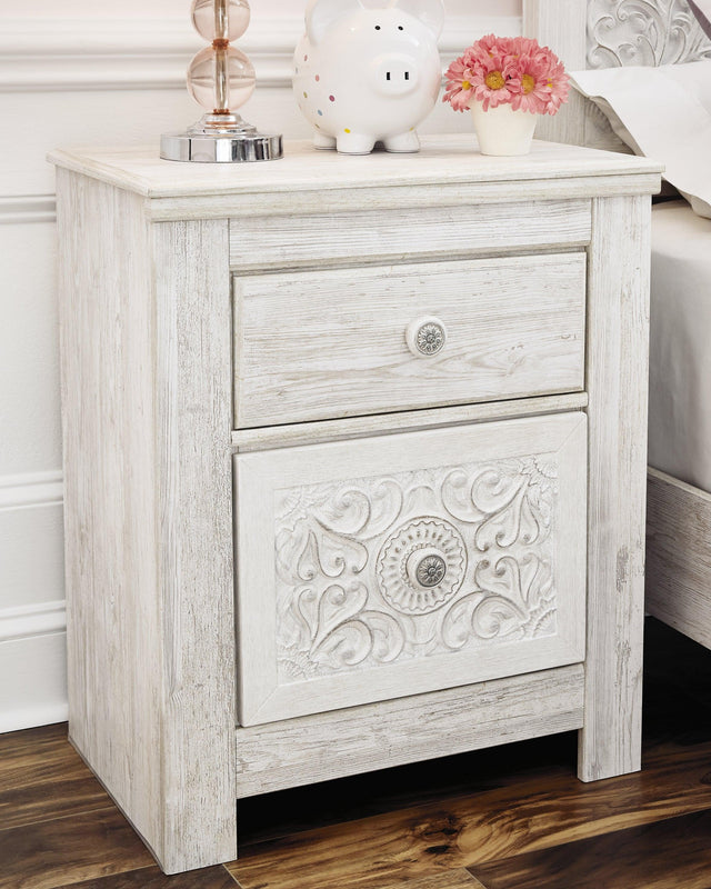 Paxberry Whitewash Nightstand - Ella Furniture