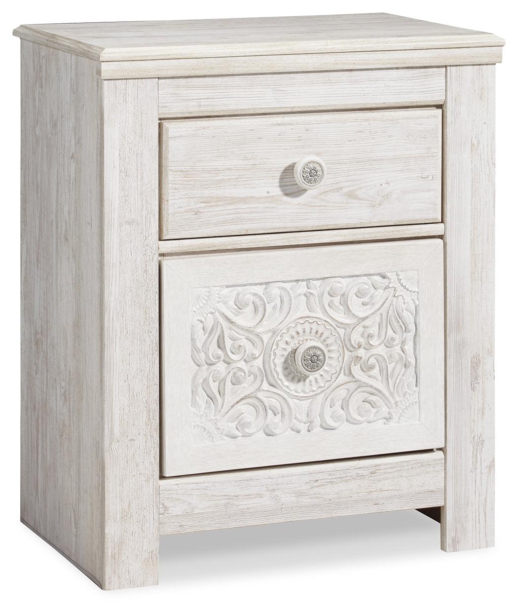 Paxberry Whitewash Nightstand - Ella Furniture