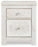 Paxberry Whitewash Nightstand - Ella Furniture