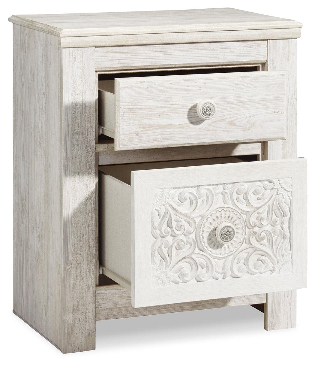 Paxberry Whitewash Nightstand - Ella Furniture