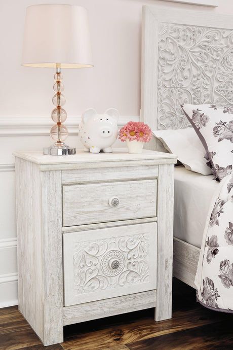 Paxberry Whitewash Nightstand - Ella Furniture