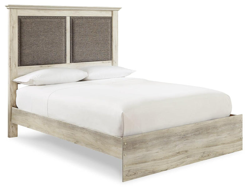 Cambeck Whitewash King Upholstered Panel Bed - Ella Furniture