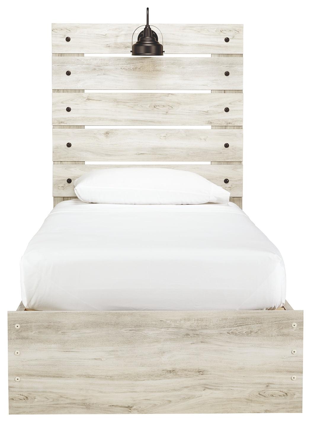 Cambeck Whitewash Twin Panel Bed With 2 Storage Drawers - Ella Furniture