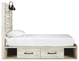 Cambeck Whitewash Twin Panel Bed With 2 Storage Drawers - Ella Furniture