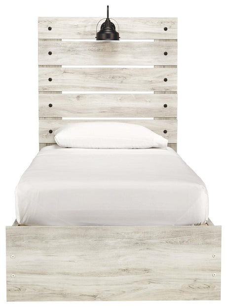 Cambeck Whitewash Twin Panel Bed With 4 Storage Drawers - Ella Furniture