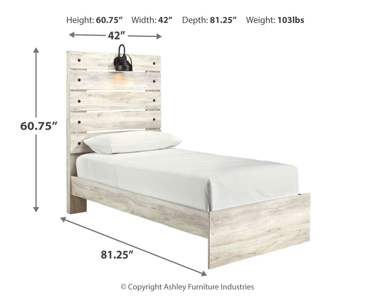 Cambeck Whitewash Twin Panel Bed - Ella Furniture