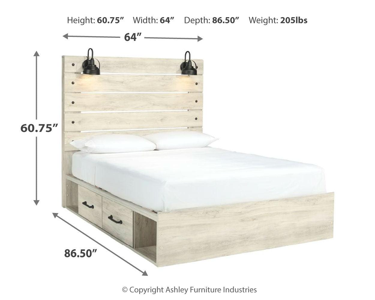 Cambeck Whitewash Queen Panel Bed With 2 Storage Drawers B192B17 - Ella Furniture