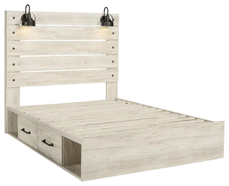 Cambeck Whitewash Queen Panel Bed With 4 Storage Drawers - Ella Furniture