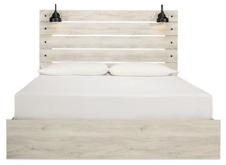 Cambeck Whitewash King Panel Bed With 4 Storage Drawers - Ella Furniture