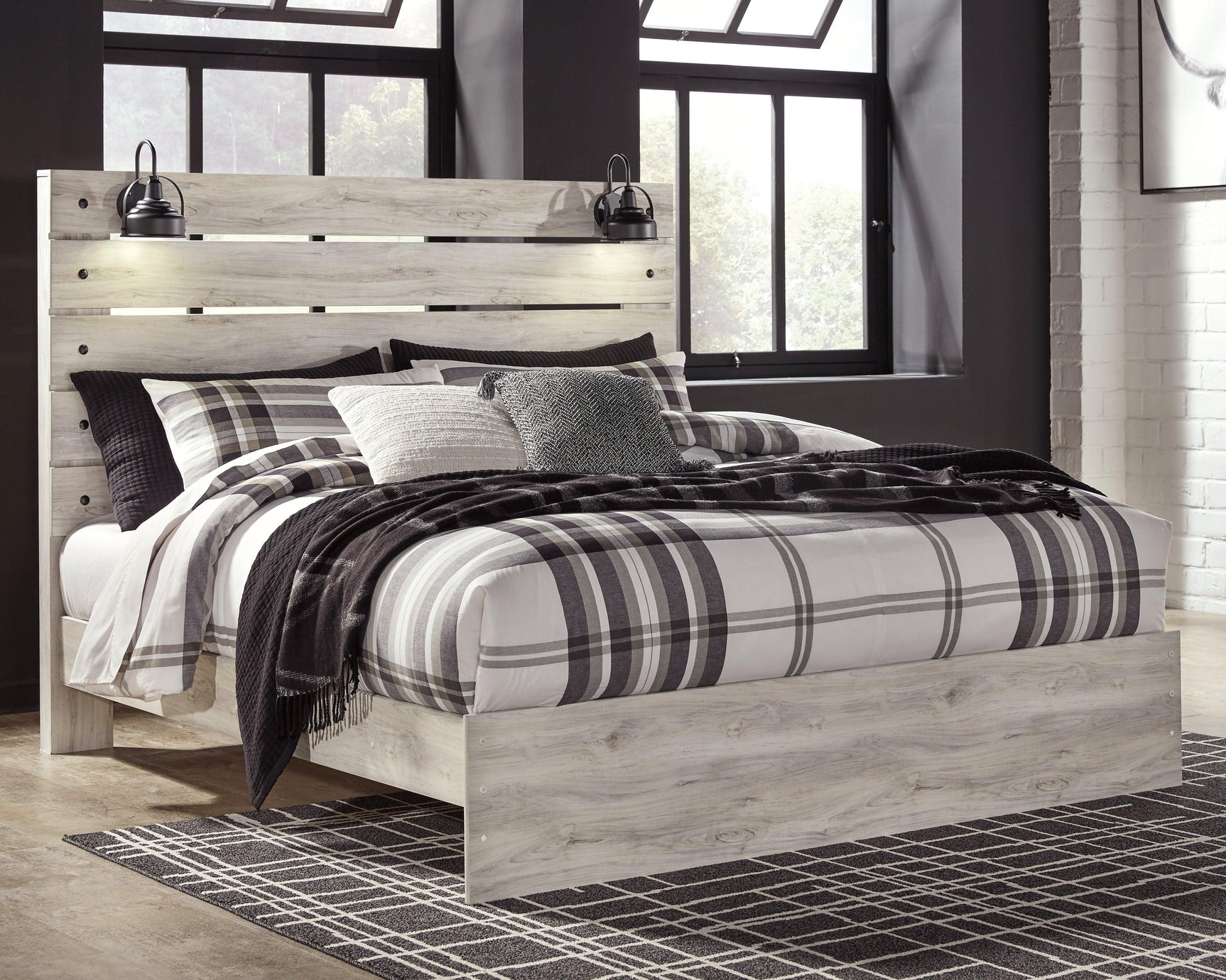 Cambeck Whitewash King Panel Bed - Ella Furniture