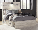 Cambeck Whitewash Full Panel Bed With 2 Storage Drawers - Ella Furniture