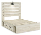 Cambeck Whitewash Full Panel Bed With 4 Storage Drawers - Ella Furniture