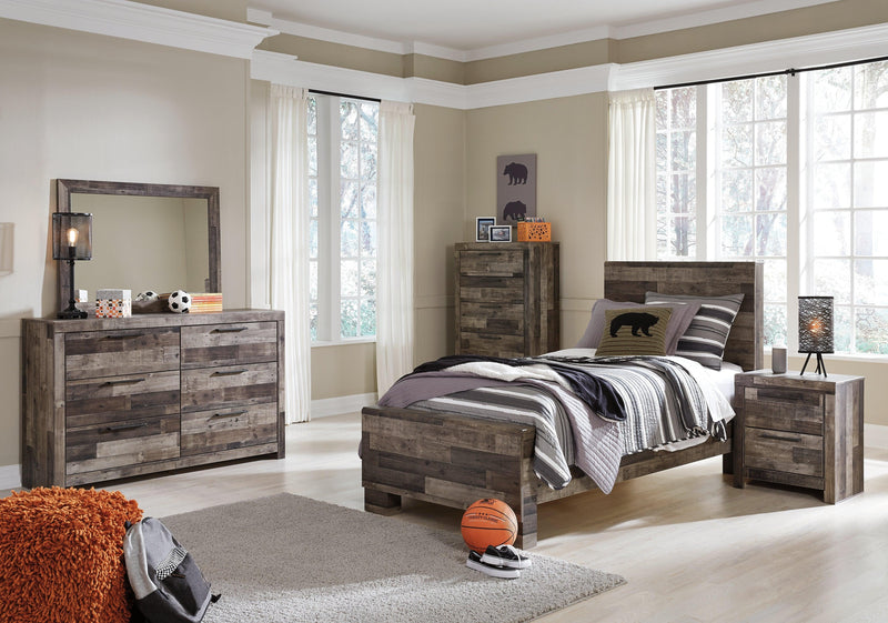 Derekson Multi Gray Twin Panel Bed - Ella Furniture
