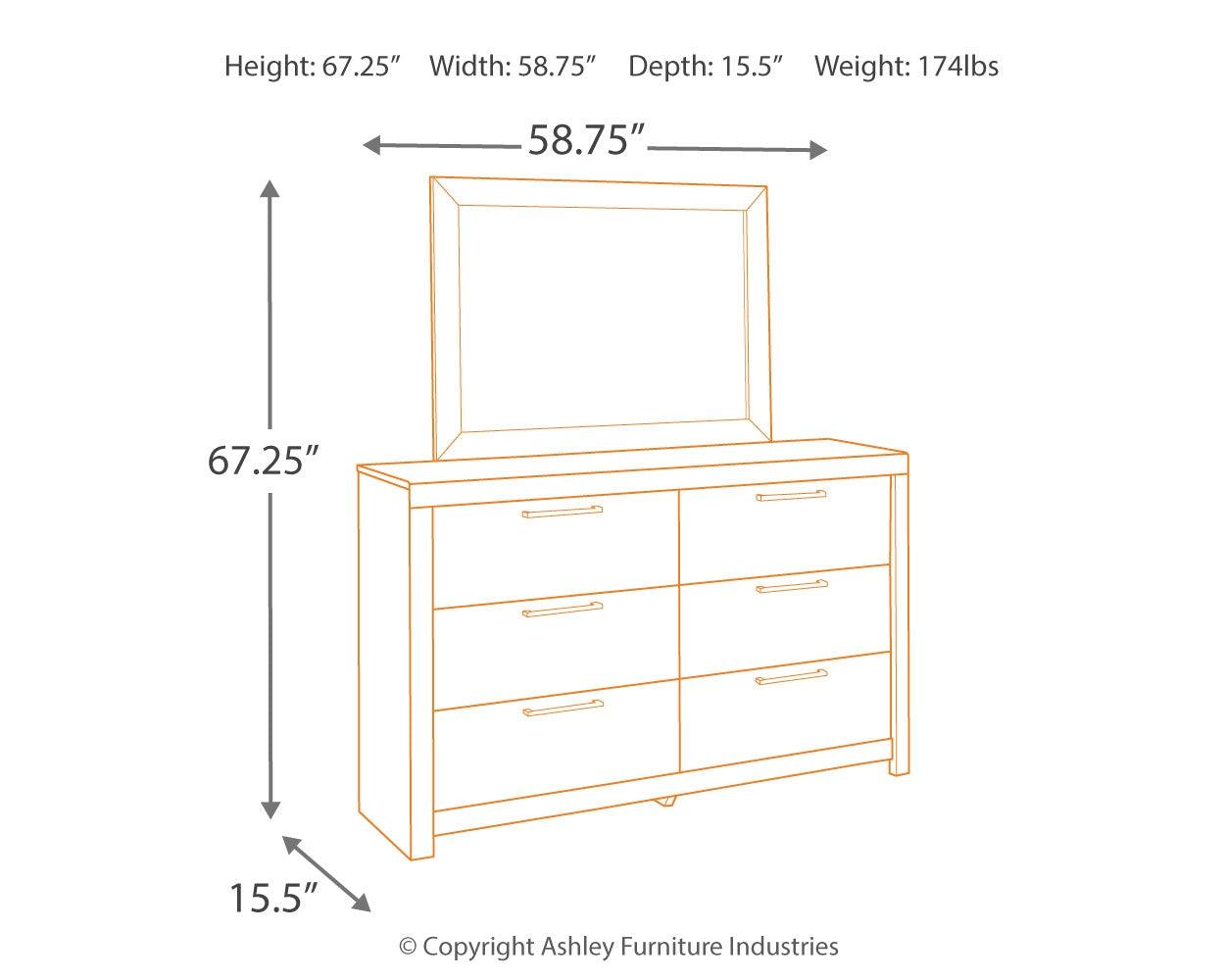 Derekson Multi Gray Dresser And Mirror - Ella Furniture