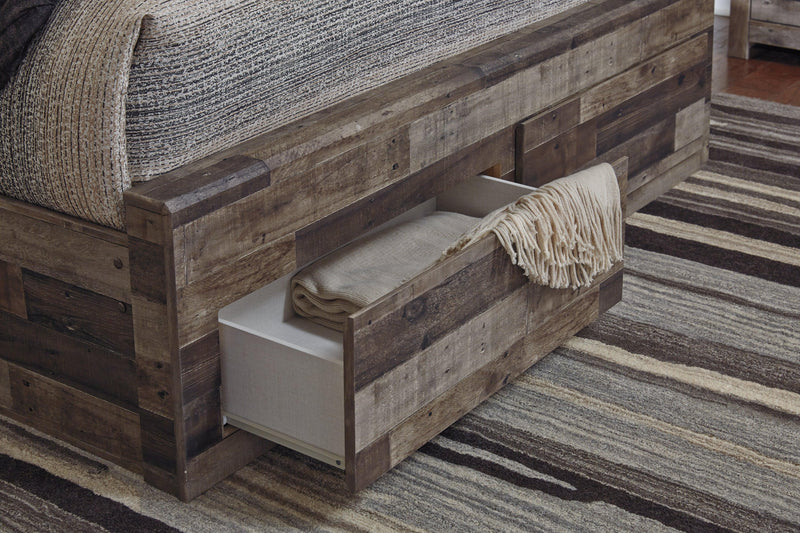 Derekson Multi Gray King Panel Bed With 6 Storage Drawers - Ella Furniture