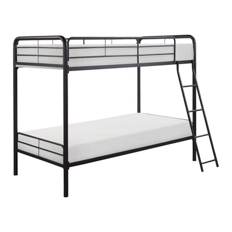 Lunar Dark Bronze Modern Traditional Metal Twin/twin Sturdy Ladder Bunk Bed Assembly Required - Ella Furniture