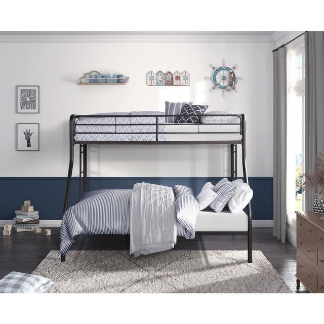 Lunar Dark Bronze Modern Traditional Metal Twin/Full Sturdy Ladder Bunk Bed Assembly Required - Ella Furniture