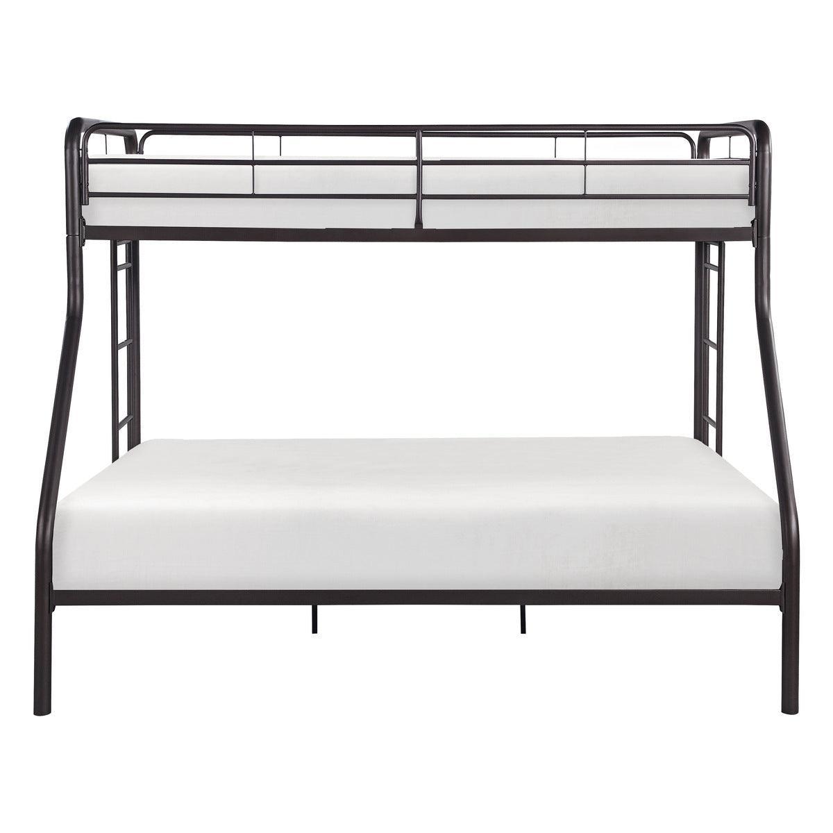 Lunar Dark Bronze Modern Traditional Metal Twin/Full Sturdy Ladder Bunk Bed Assembly Required - Ella Furniture