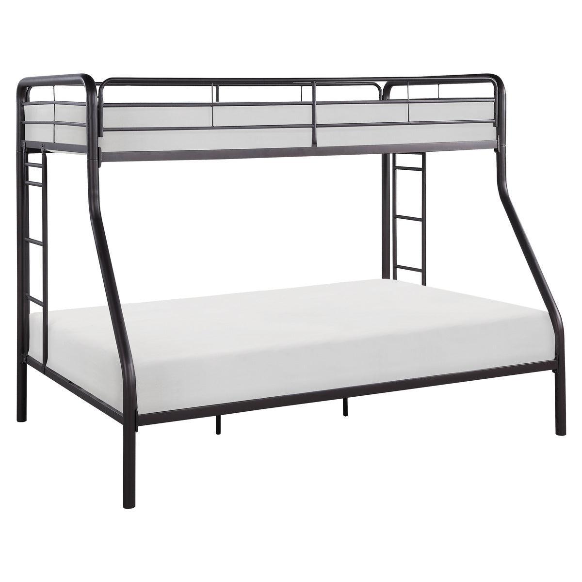 Lunar Dark Bronze Modern Traditional Metal Twin/Full Sturdy Ladder Bunk Bed Assembly Required - Ella Furniture